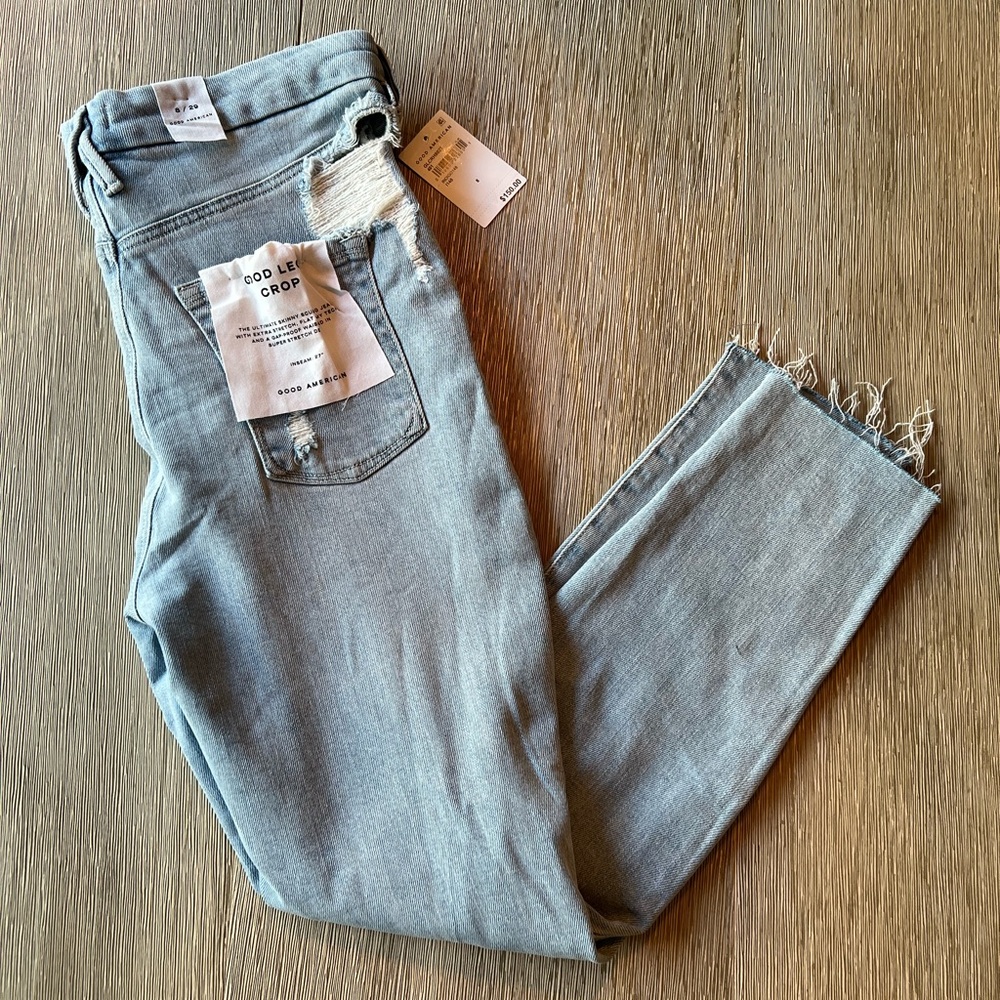 NWT Good American Good Legs Crop Blue Jeans Size 8/29